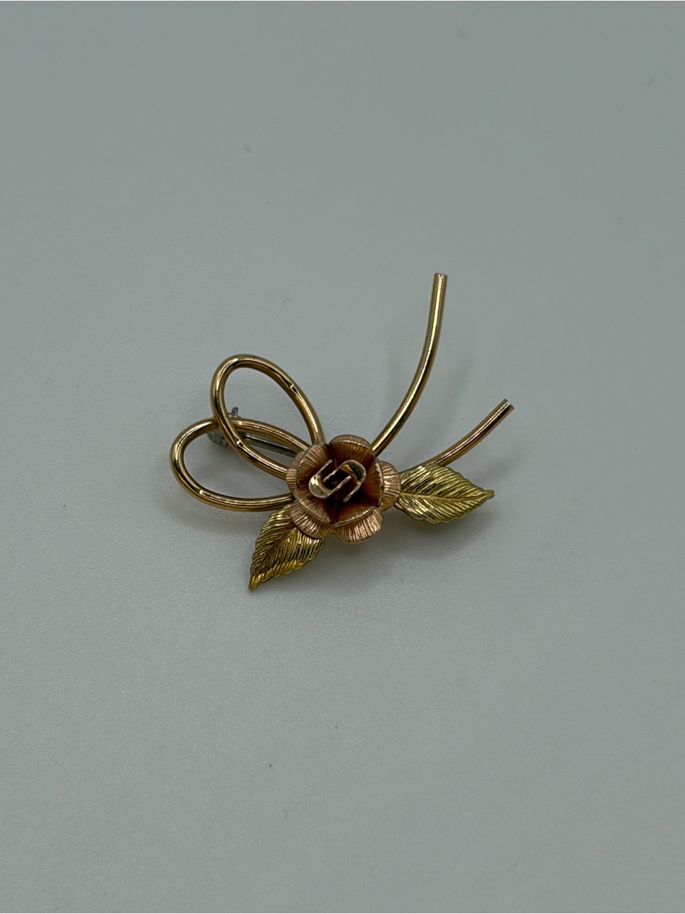 Vintage Krementz Gold-Tone Floral Rose Brooch Pin